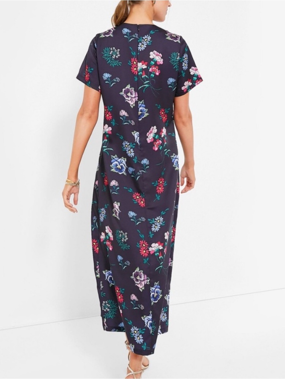 Hyacinth House Black Floral Silky Riley Maxi Dress Size Large - Picture 7 of 10